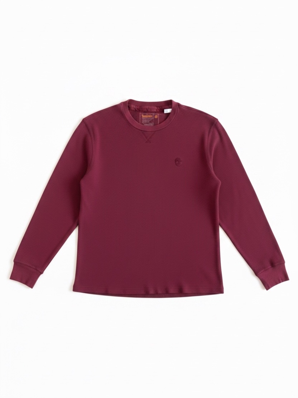 Timberland Waffle Knit Long Sleeve Crewneck Shirt Winter Layer Burgundy Size XXL
